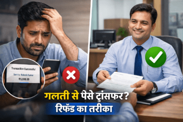 Galti se paise transfer hone par bank refund process aur manager se baat karte hue customer.