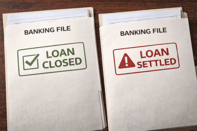 Difference between Loan Closed and Loan Settled status in banking.