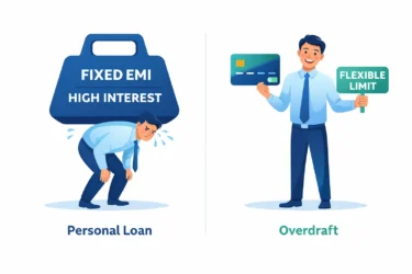 Personal Loan vs Overdraft flexibility comparison vector illustration