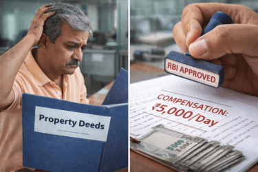 Bank lost property papers compensation RBI rule 5000 rupees penalty for home loan borrowers.