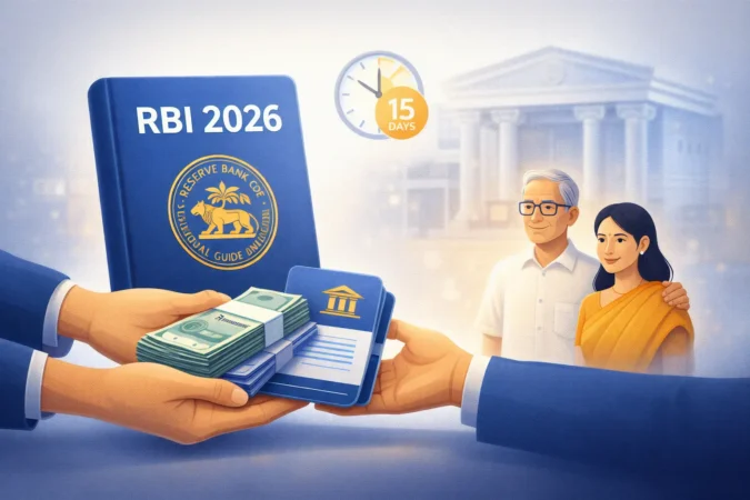 A complete vector guide based on RBI rules for bank death claim settlement showing a supportive money handover to a family.